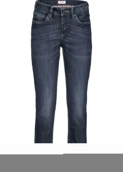 bonprix bonprix Vaqueros>Vaqueros elásticos cómodos de corte capri con abertura Azul marino desgastado