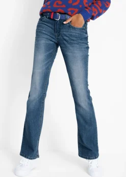 bonprix bonprix Vaqueros>Vaqueros elásticos con corte bootcut y talle medio Azul desgastado