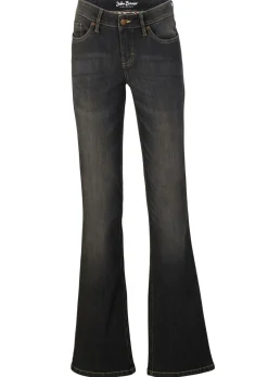 bonprix bonprix Vaqueros>Vaqueros elásticos con corte bootcut y talle medio negro denim usado