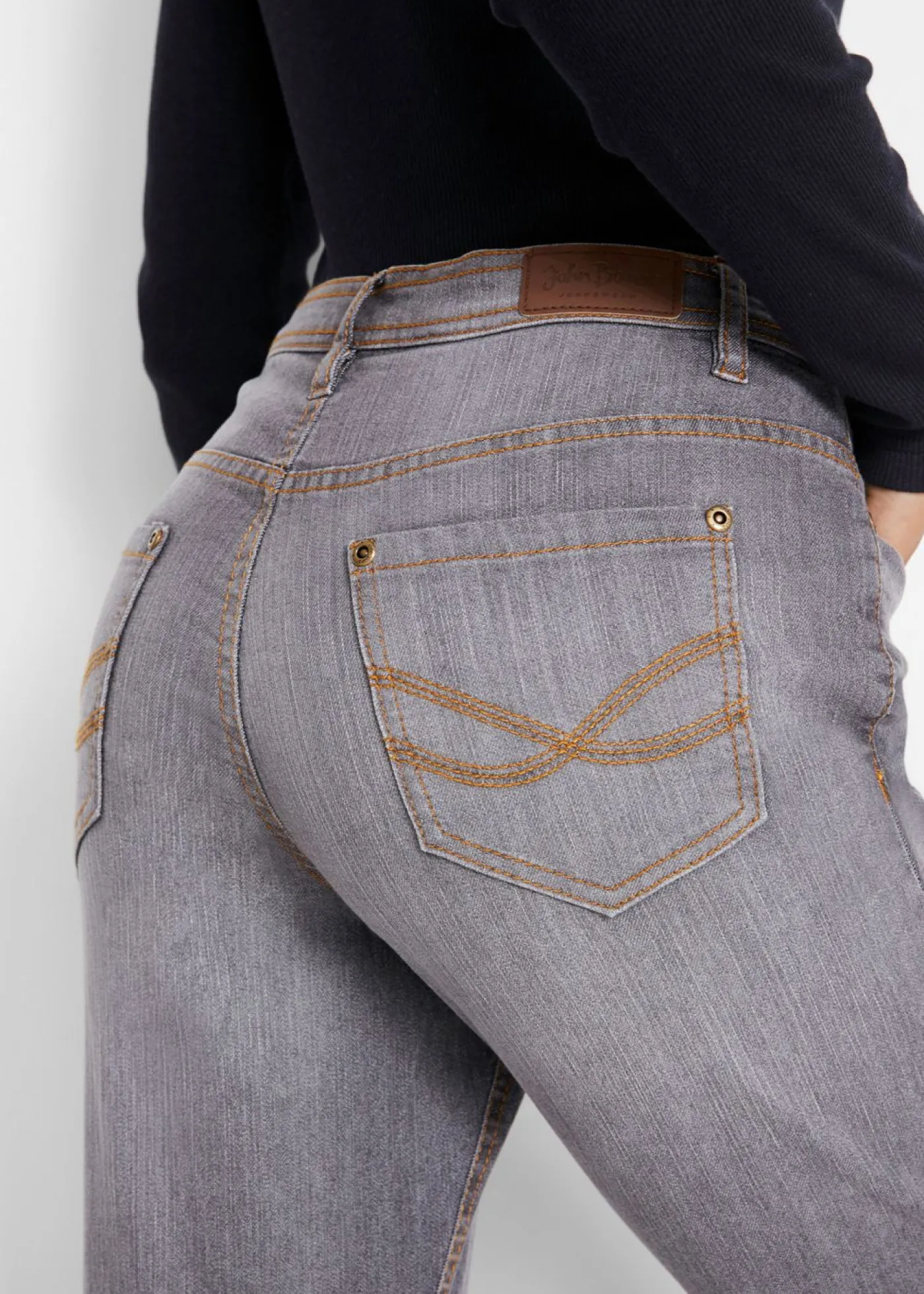 bonprix bonprix Vaqueros>Vaqueros elásticos con corte mom y talle medio Denim gris usado