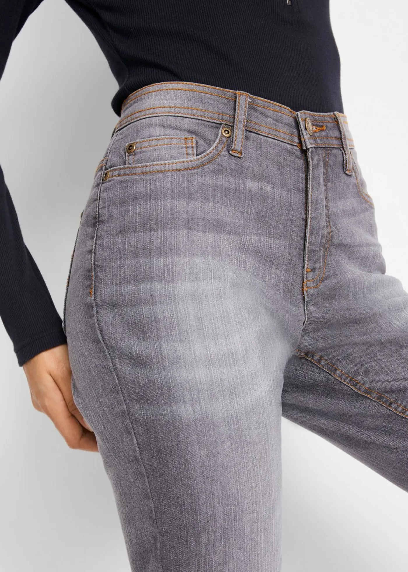 bonprix bonprix Vaqueros>Vaqueros elásticos con corte mom y talle medio Denim gris usado