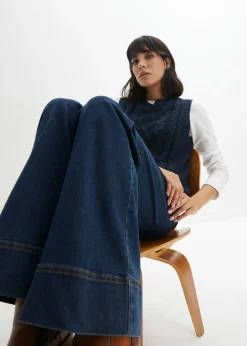 Mujer bonprix bonprix Vaqueros elásticos con pernera ancha y talle medio