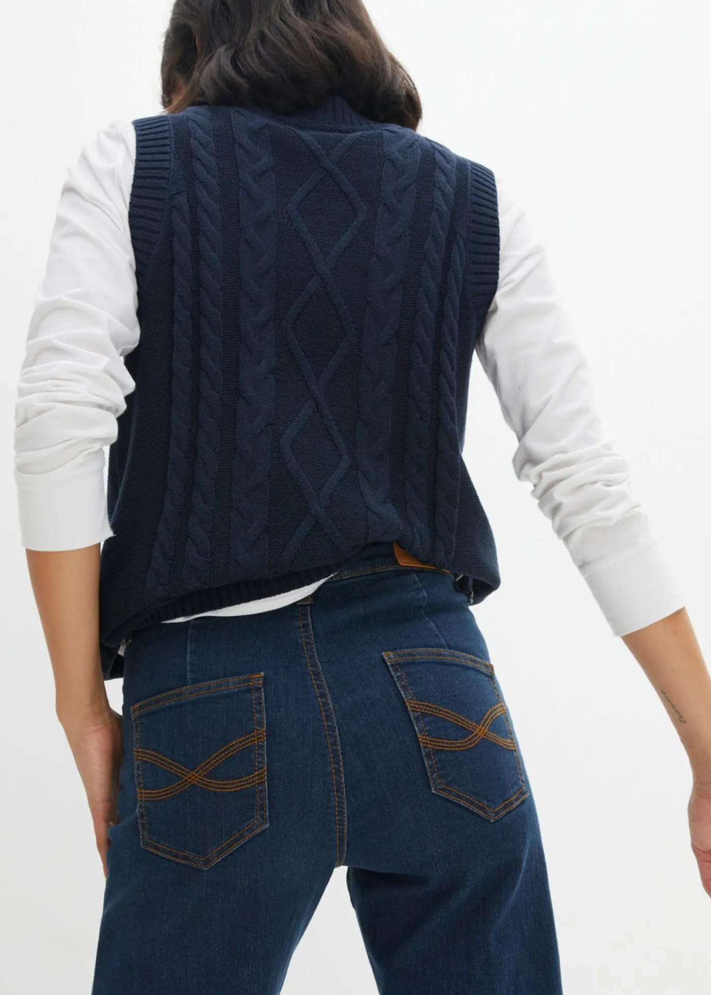 Mujer bonprix bonprix Vaqueros elásticos con pernera ancha y talle medio