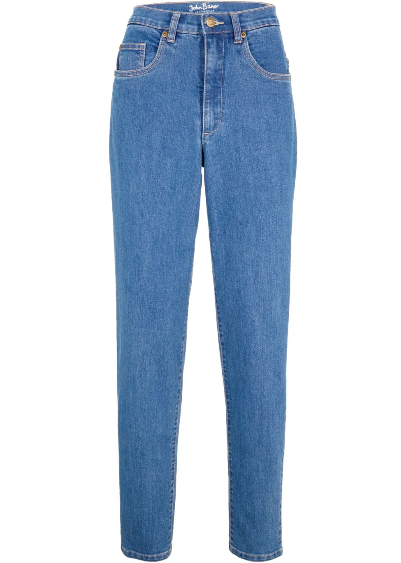 bonprix bonprix Vaqueros>Vaqueros elásticos de cintura alta y corte mom Azul piedra usado