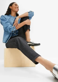 Mujer bonprix bonprix Vaqueros elásticos de cintura alta y corte mom