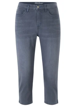 bonprix bonprix Vaqueros>Vaqueros elásticos de corte capri Azul grisáceo desgastado