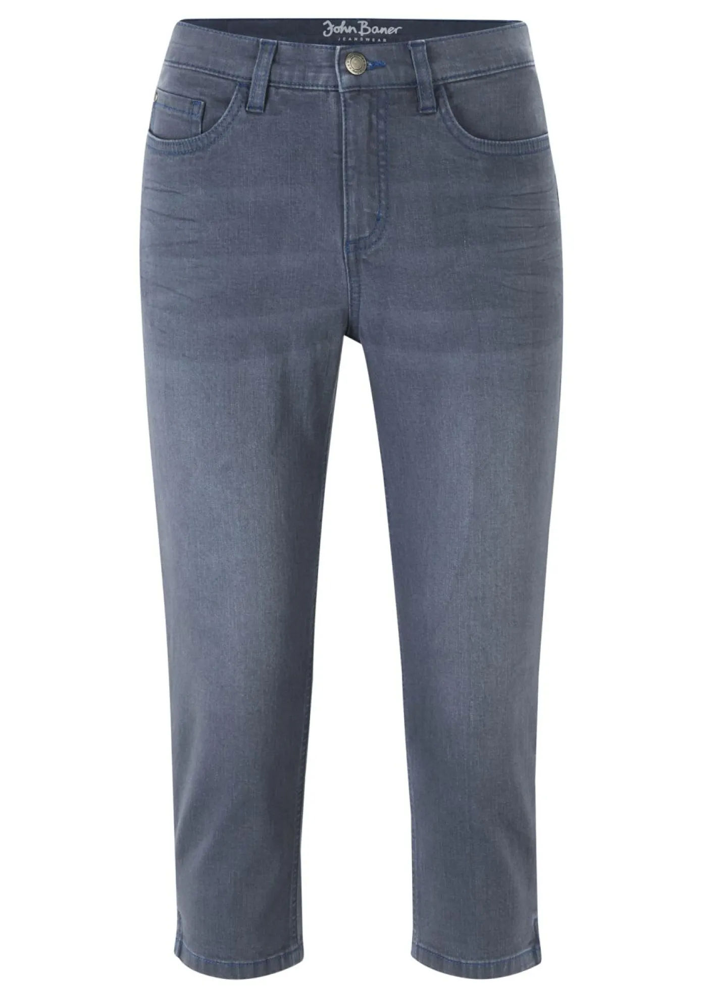 bonprix bonprix Vaqueros>Vaqueros elásticos de corte capri Azul grisáceo desgastado