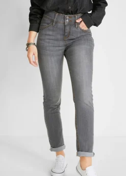 bonprix bonprix Vaqueros|Tallas Pequeñas>Vaqueros elásticos de corte slim y talle alto denim gris desgastado