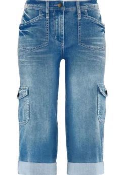 Mujer bonprix bonprix Vaqueros elásticos de talle medio y corte cargo