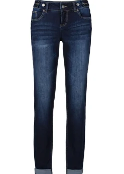 bonprix bonprix Vaqueros>Vaqueros elásticos tipo boyfriend con cintura media Azul marino desgastado