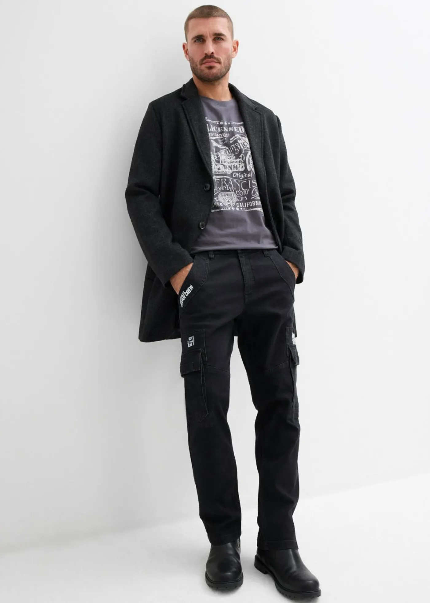 Hombre bonprix bonprix Vaqueros elásticos tipo cargo con corte recto, diseño informal y cinturilla cómoda