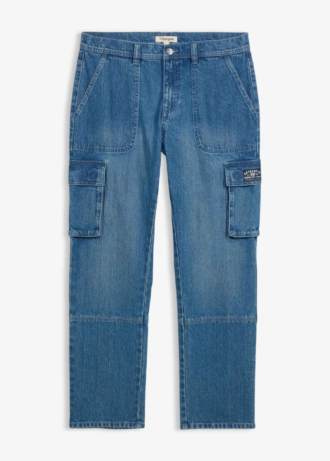 bonprix bonprix Vaqueros>Vaqueros elásticos tipo cargo con corte recto y estilo informal Denim medio