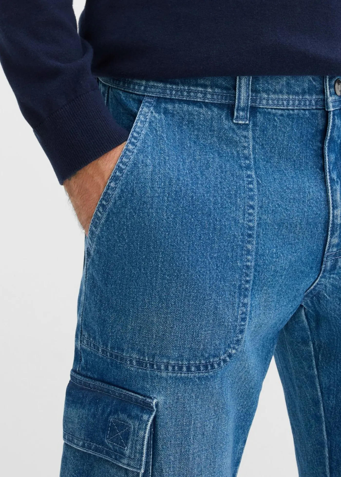 bonprix bonprix Vaqueros>Vaqueros elásticos tipo cargo con corte recto y estilo informal Denim medio