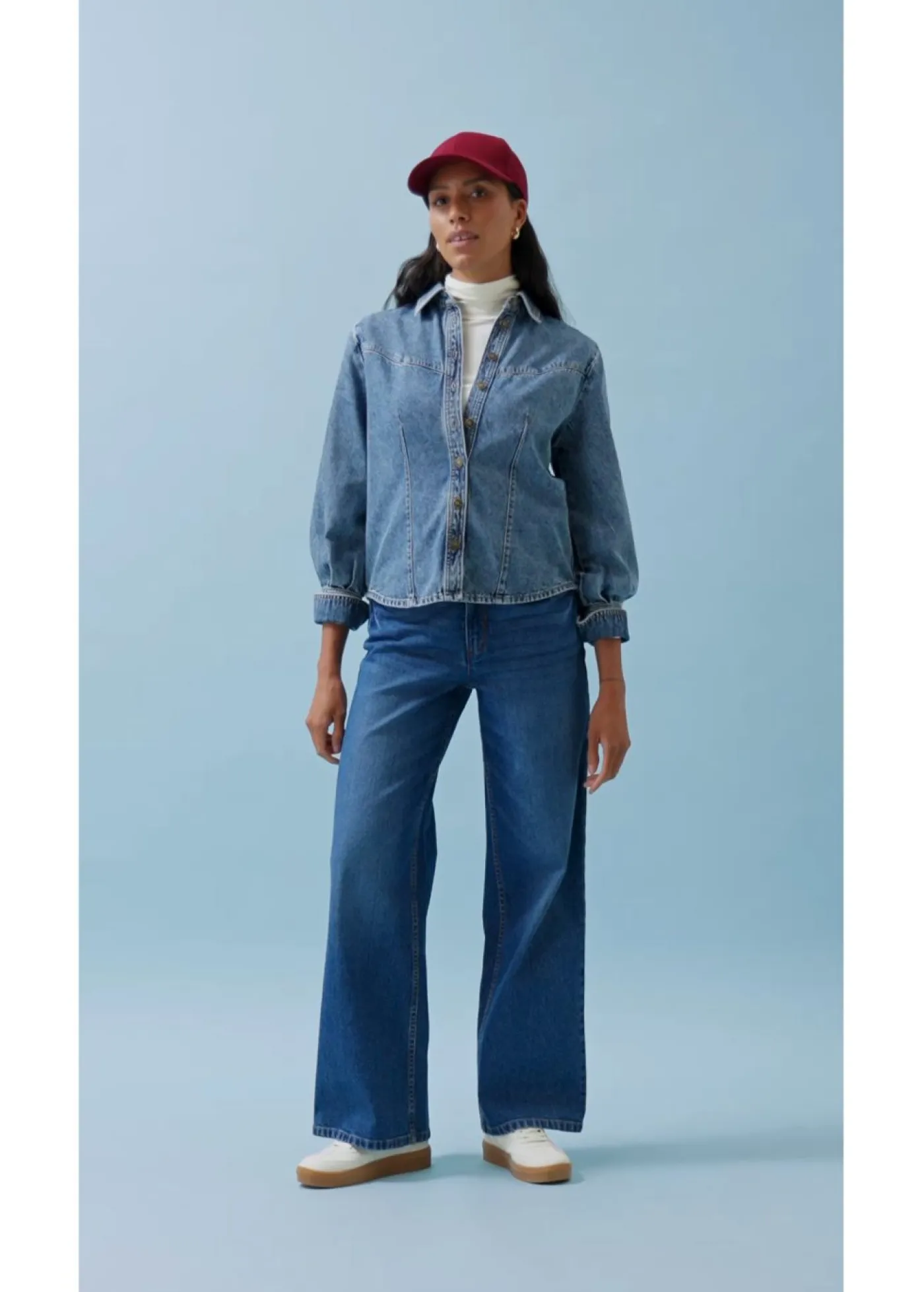 bonprix bonprix Vaqueros>Vaqueros holgados con talle medio y corte recto Azul piedra usado