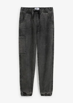 bonprix bonprix Ropa 9 A 16 Años·Jeans|Ropa 9 A 16 Años·Chaquetas Y Ropa Outdoor>Vaqueros holgados tipo cargo sin cierre con parte elástica Denim gris oscuro