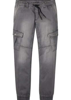 bonprix bonprix Vaqueros|Chándals>Vaqueros informales con corte regular, forma recta y cinturilla elástica denim gris