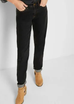 bonprix bonprix Vaqueros>Vaqueros largos con corte mom y talle medio Negro