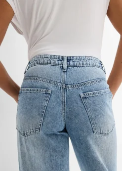 Mujer bonprix bonprix Vaqueros low stretch con corte holgado, talle medio y diseño recto