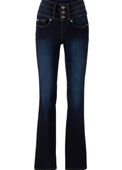 bonprix bonprix Vaqueros>Vaqueros moldeadores con corte bootcut y talle alto Azul marino desgastado