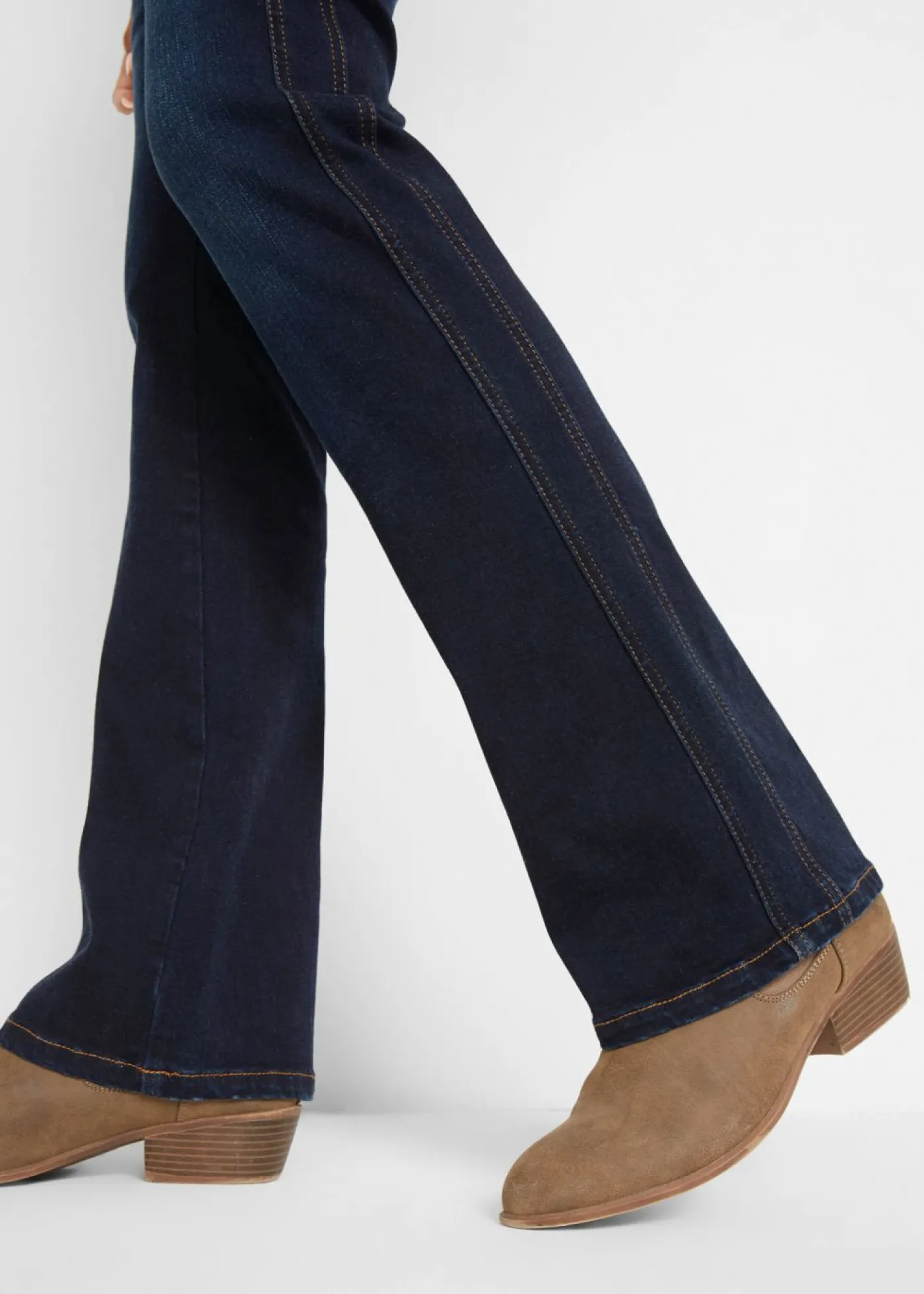 bonprix bonprix Vaqueros>Vaqueros moldeadores con corte bootcut y talle alto Azul marino desgastado