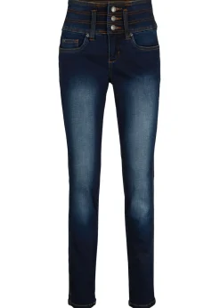 bonprix bonprix Vaqueros>Vaqueros moldeadores de talle alto con corte ajustado Azul marino desgastado