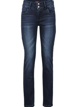 bonprix bonprix Vaqueros>Vaqueros moldeadores y suaves con corte ajustado y talle alto Azul marino desgastado