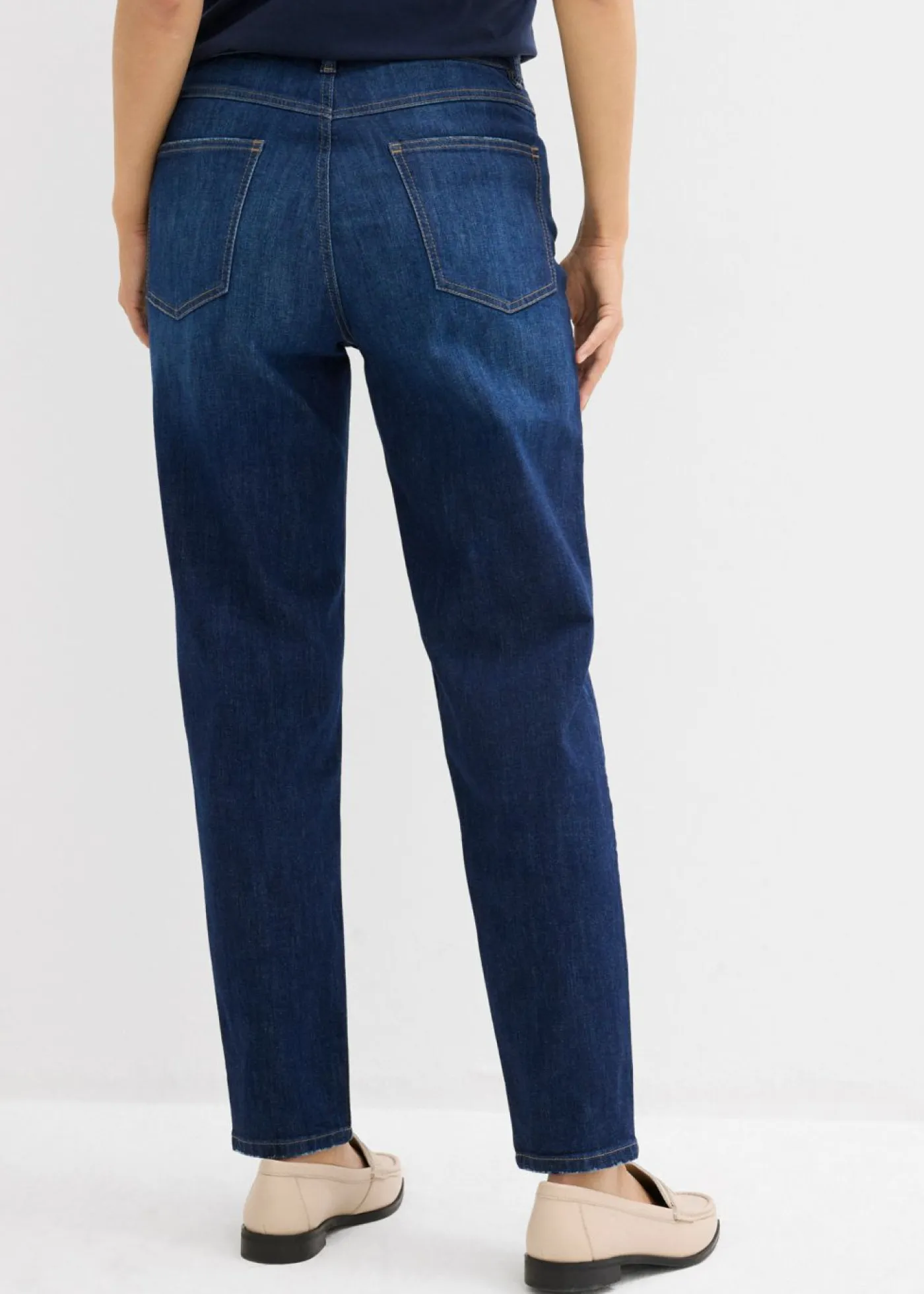 bonprix bonprix Vaqueros>Vaqueros mom, high waist, cropped Azul oscuro denim