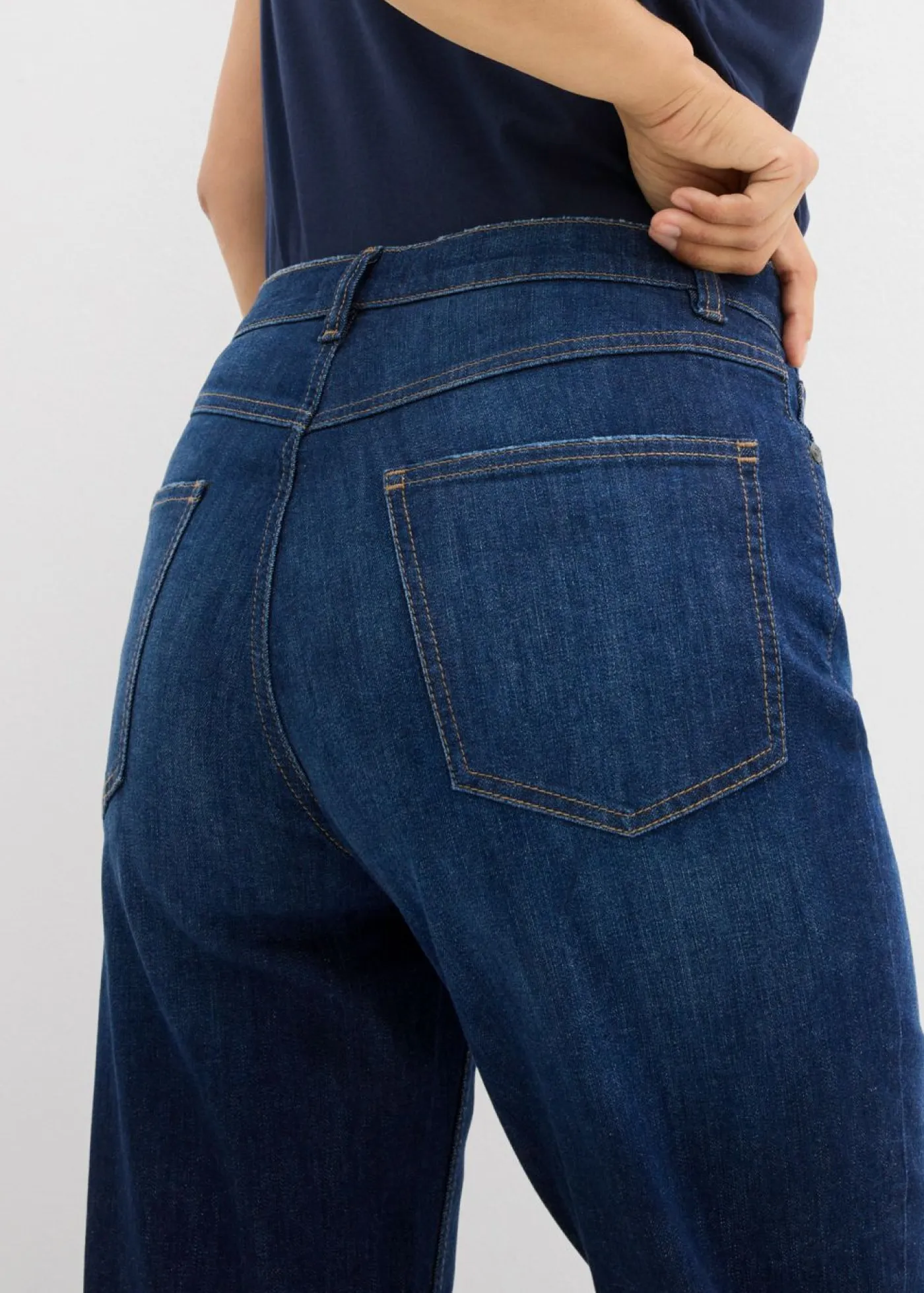 bonprix bonprix Vaqueros>Vaqueros mom, high waist, cropped Azul oscuro denim