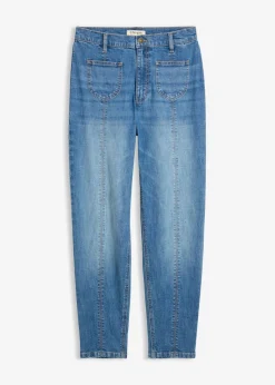 bonprix bonprix Vaqueros|Novedades>Vaqueros mom, high waist, cropped azul medio denim usado