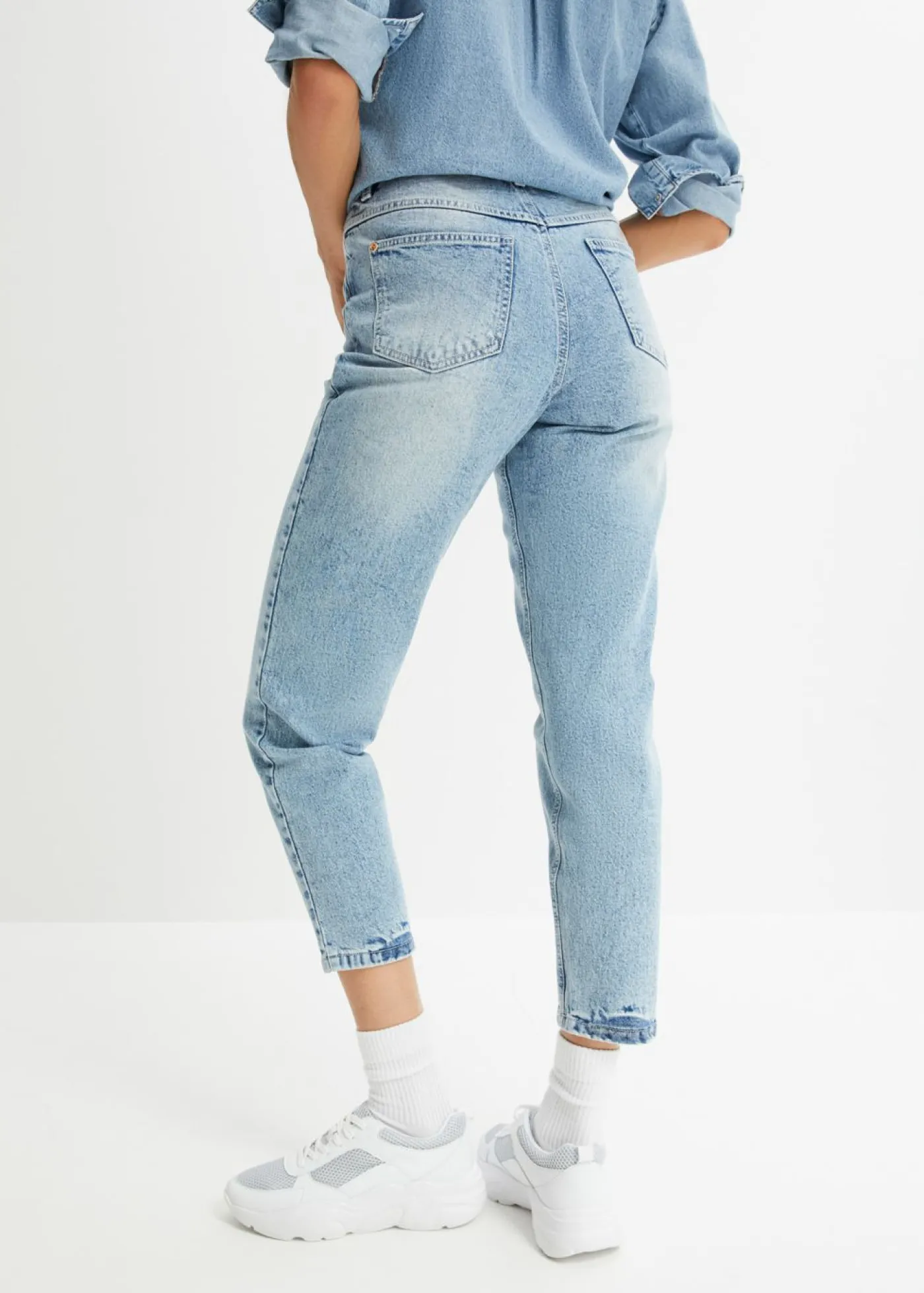 bonprix bonprix Vaqueros>Vaqueros mom, high waist, low stretch, cropped azul hielo denim usado