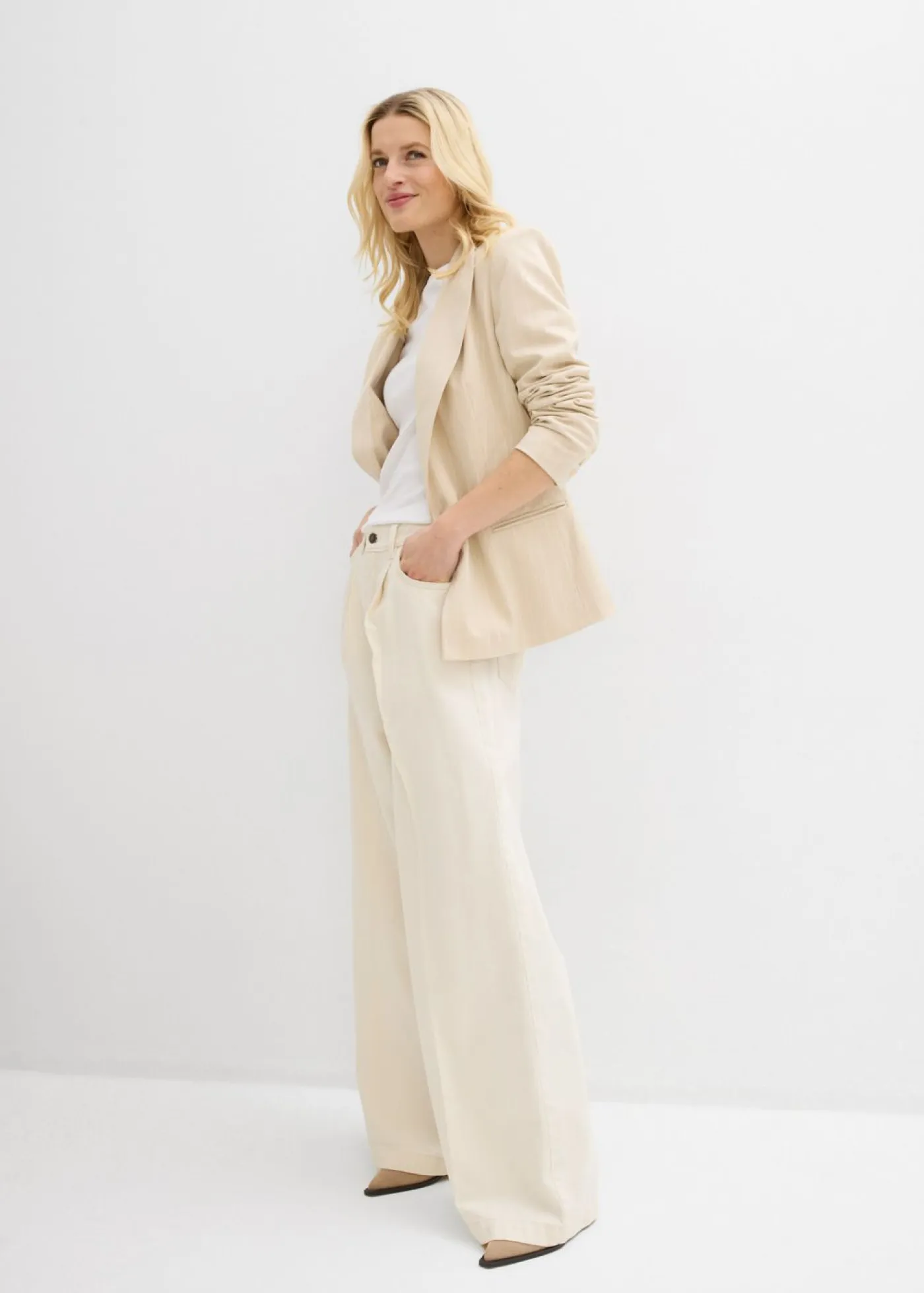 bonprix bonprix Novedades>Vaqueros palazzo, super wide, de algodón Crudo