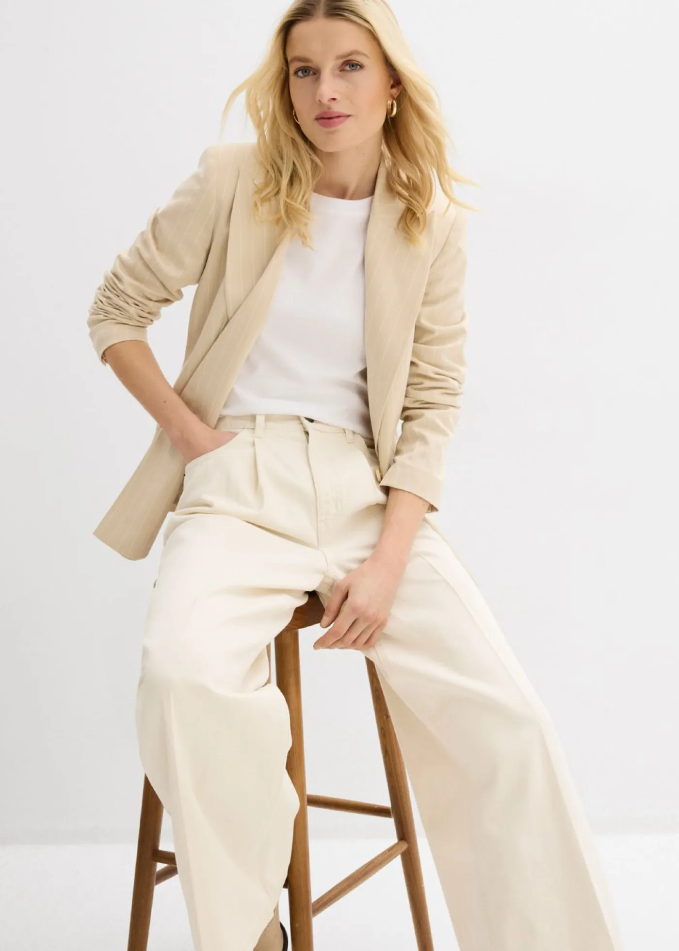 bonprix bonprix Novedades>Vaqueros palazzo, super wide, de algodón Crudo