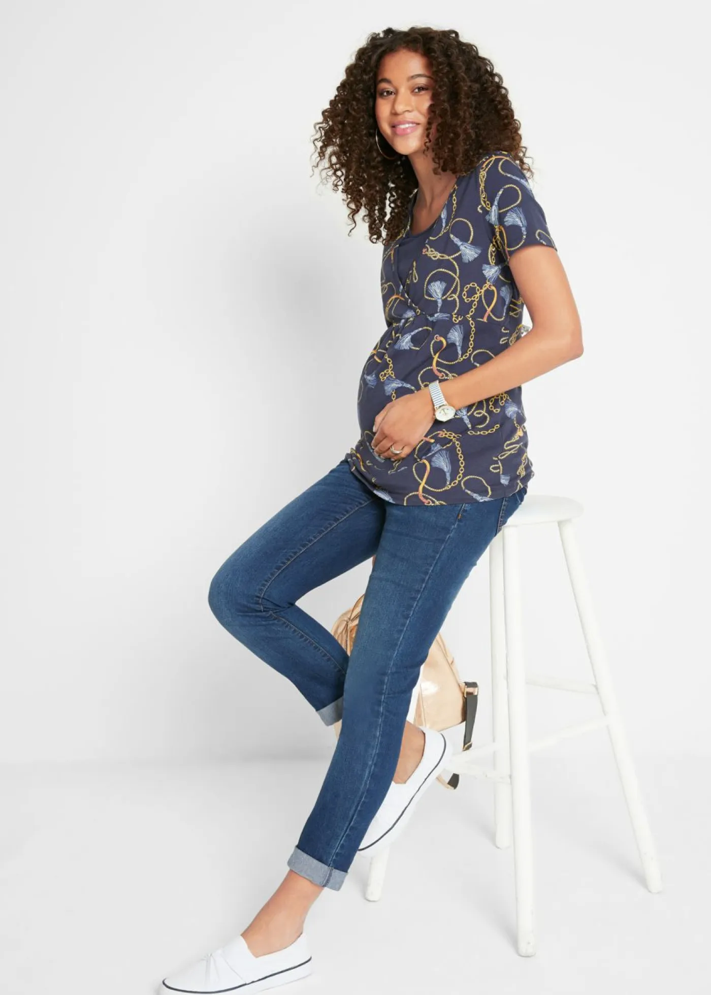 Mujer bonprix bonprix Vaqueros premamá con largo 7/8, slim