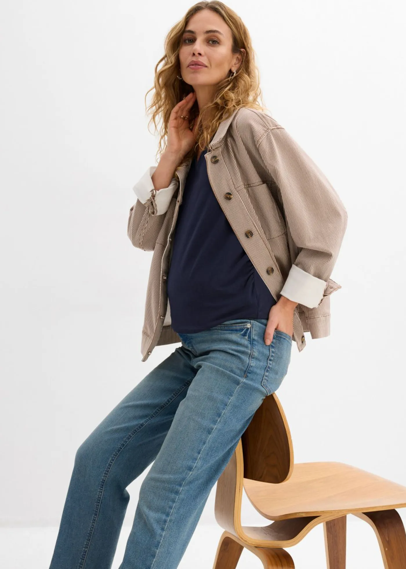 bonprix bonprix Premamá>Vaqueros premamá hasta el tobillo para durante y después del embarazo Azul piedra usado