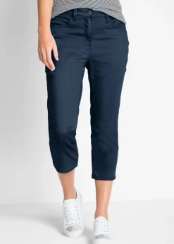 bonprix bonprix Pantalones>Vaqueros rectos con talle medio y cintura cómoda Azul oscuro