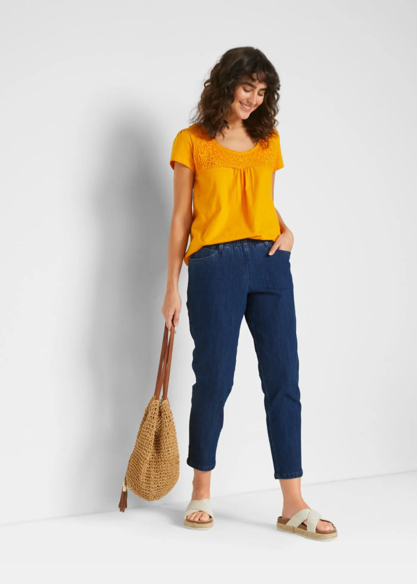 Mujer bonprix bonprix Vaqueros rectos de talle medio con cintura cómoda (2 unidades)