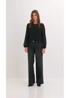 Mujer bonprix bonprix Vaqueros rectos de talle medio con aplicación de piedras brillantes