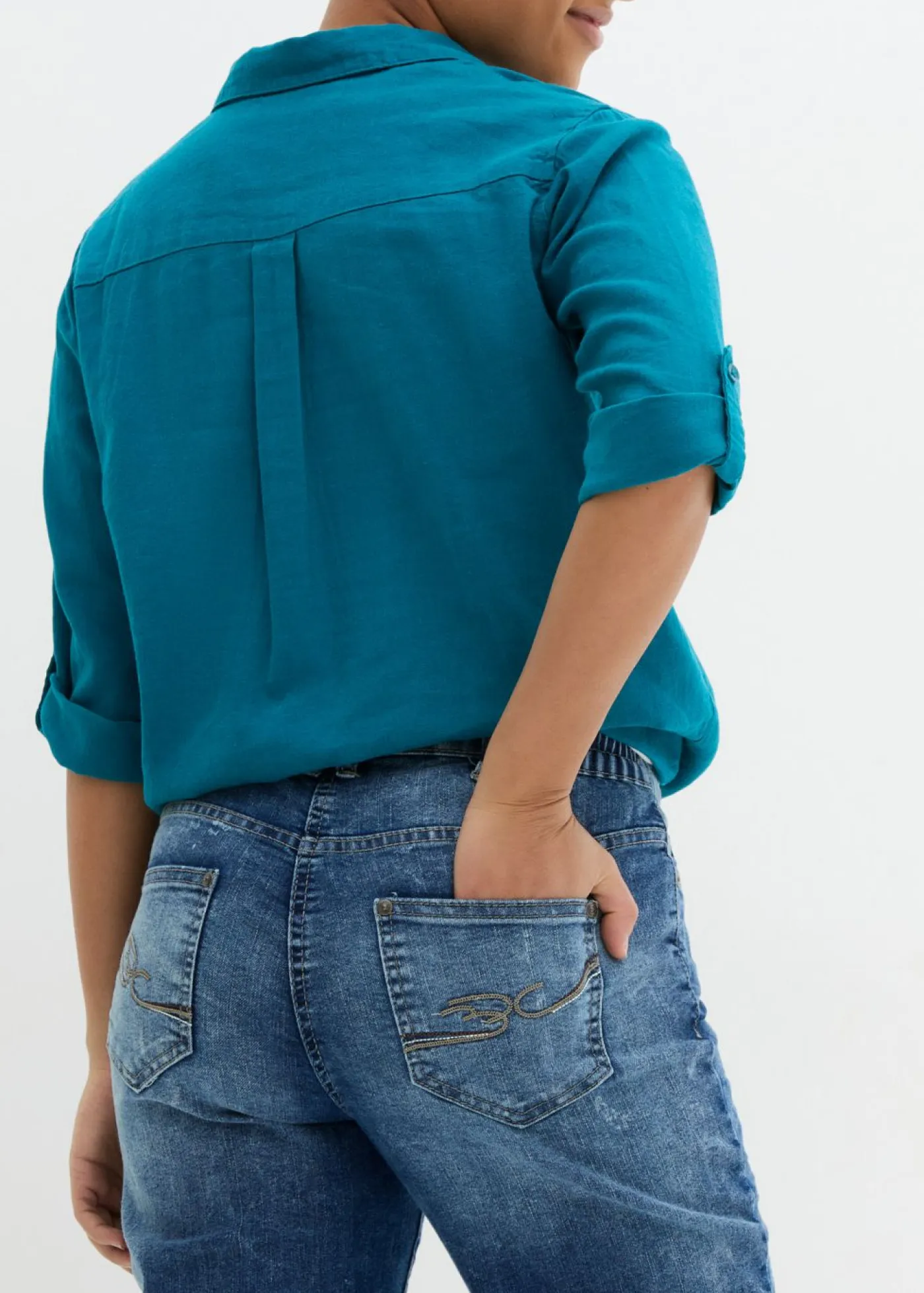 bonprix bonprix Vaqueros>Vaqueros rectos elásticos con talle medio Vaquero azul