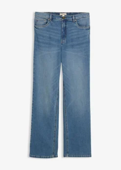 bonprix bonprix Vaqueros>Vaqueros rectos holgados de talle alto azul medio denim usado