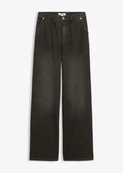 bonprix bonprix Vaqueros|Novedades>Vaqueros rectos holgados de talle alto negro denim-beige-kaki usado