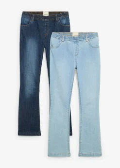 bonprix bonprix Ropa 9 A 16 Años·Jeans|Ropa 9 A 16 Años·Packs De Ropa>Vaqueros sin cierre de talle medio (2 unidades) denim oscuro+denim claro