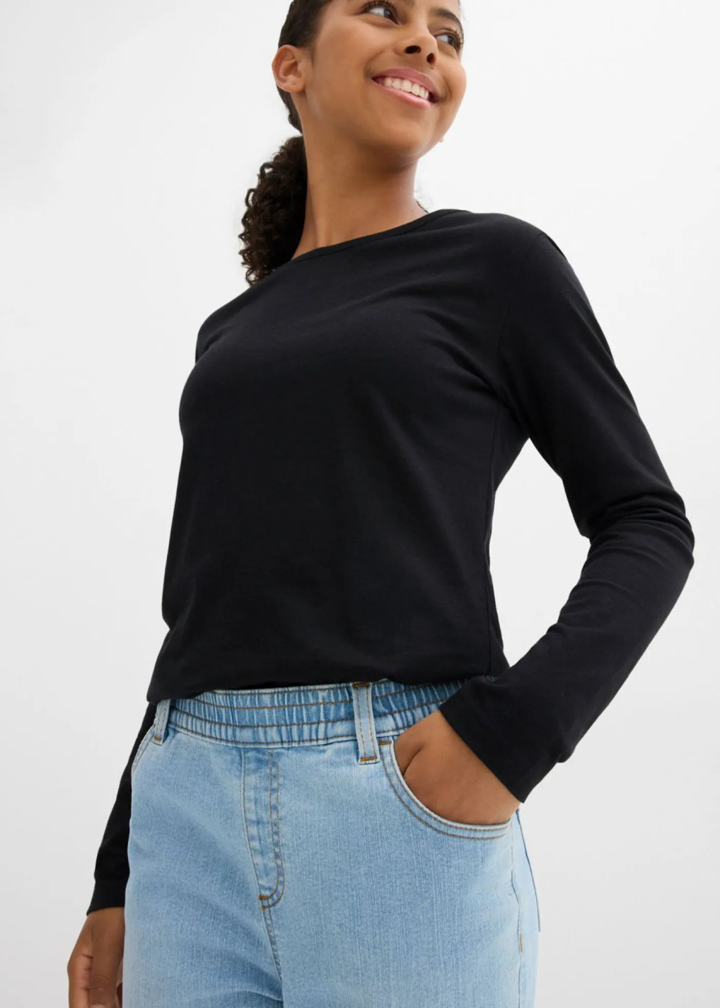 bonprix bonprix Ropa 9 A 16 Años·Jeans|Ropa 9 A 16 Años·Packs De Ropa>Vaqueros sin cierre de talle medio (2 unidades) denim oscuro+denim claro