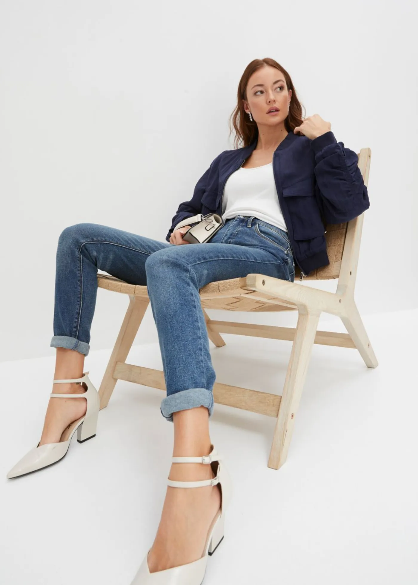 bonprix bonprix Vaqueros>Vaqueros skinny de talle alto Azul piedra