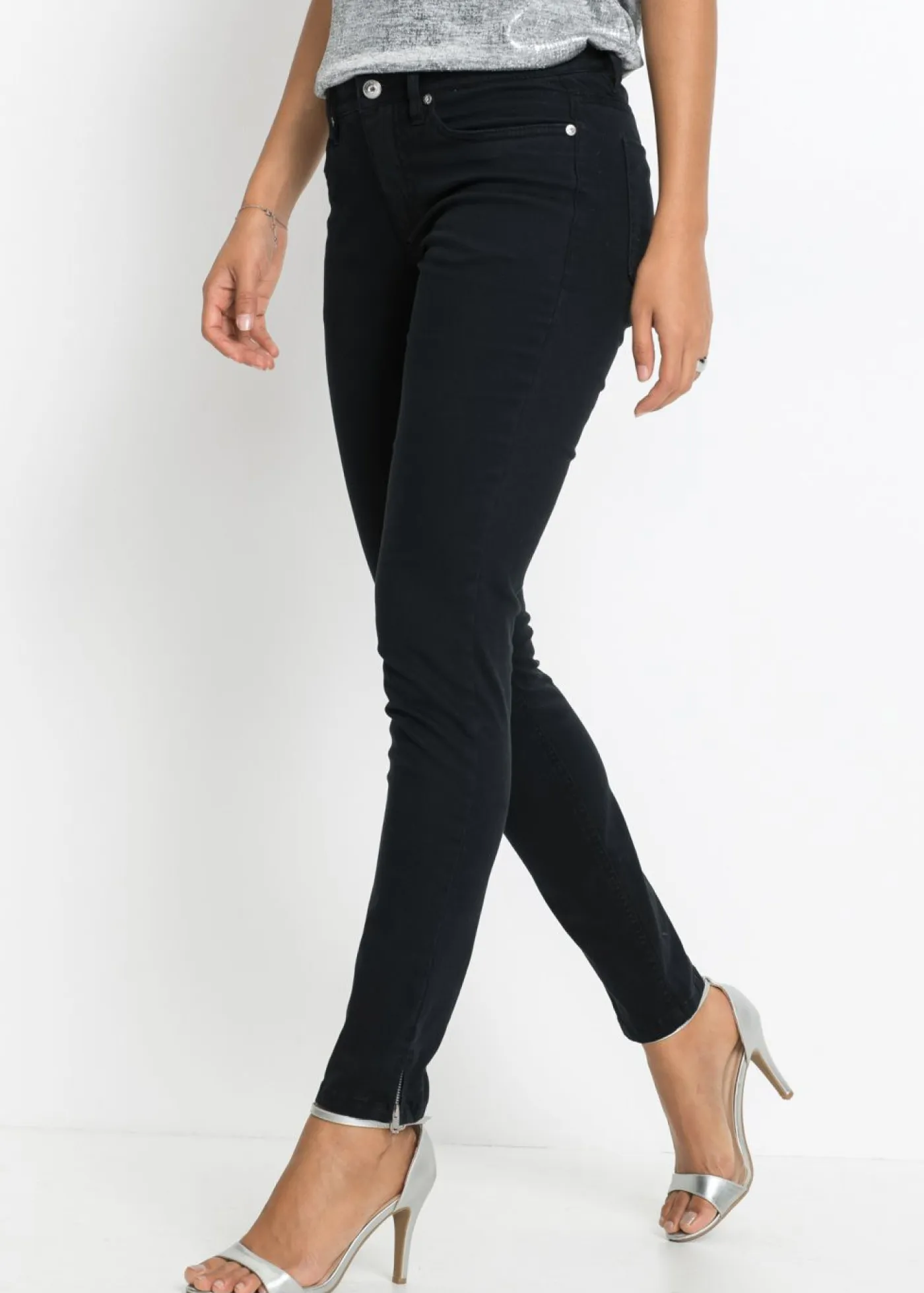 bonprix bonprix Vaqueros>Vaqueros skinny, mid waist, cropped Negro