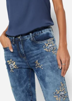 Mujer bonprix bonprix Vaqueros slim fit, con bordado de flores