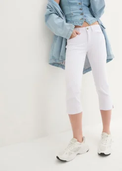 bonprix bonprix Vaqueros>Vaqueros slim fit, talle medio, cropped Sarga blanca