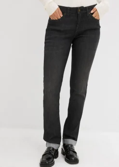 bonprix bonprix Vaqueros>Vaqueros straight, mid waist, elásticos Negro denim