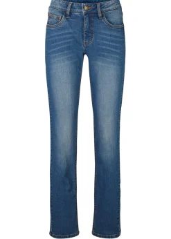 bonprix bonprix Vaqueros>Vaqueros straight, mid waist, elásticos Azul desgastado