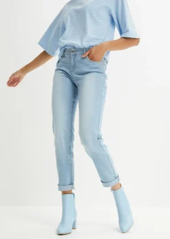 bonprix bonprix Vaqueros|Tallas Pequeñas>Vaqueros straight, mid waist, elásticos azul hielo denim usado