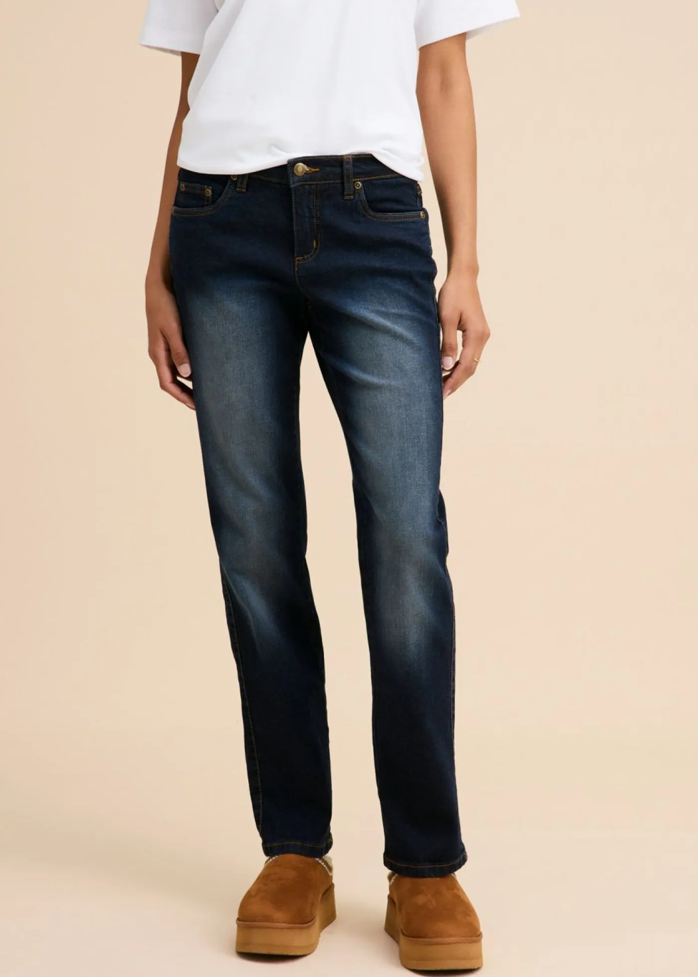 Mujer bonprix bonprix Vaqueros straight, mid waist, elásticos